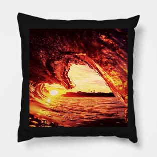 Sunset and the Beautiful Ocean Waves Pillow