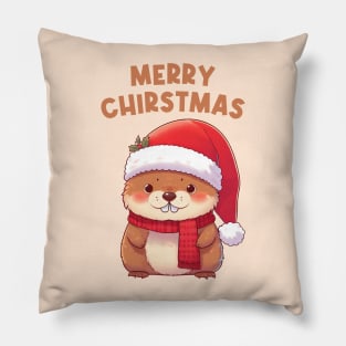 Merry Christmas Funny Marmot Pillow