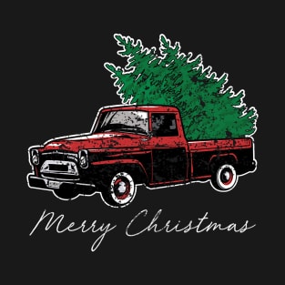 Merry Christmas Retro Vintage Red Truck T-Shirt