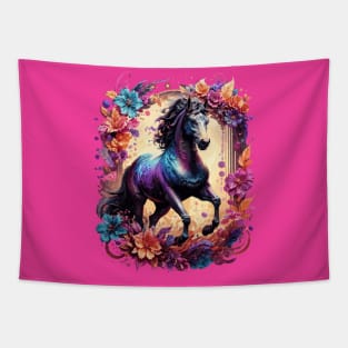 Majestic Stallion Floral Tapestry