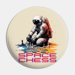 Stellar Strategy The Astronaut Playing Chess in Space Pin