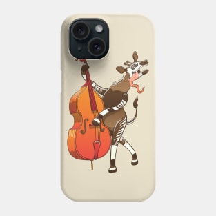 Cool okapi enthusiastically playing a double bass Phone Case