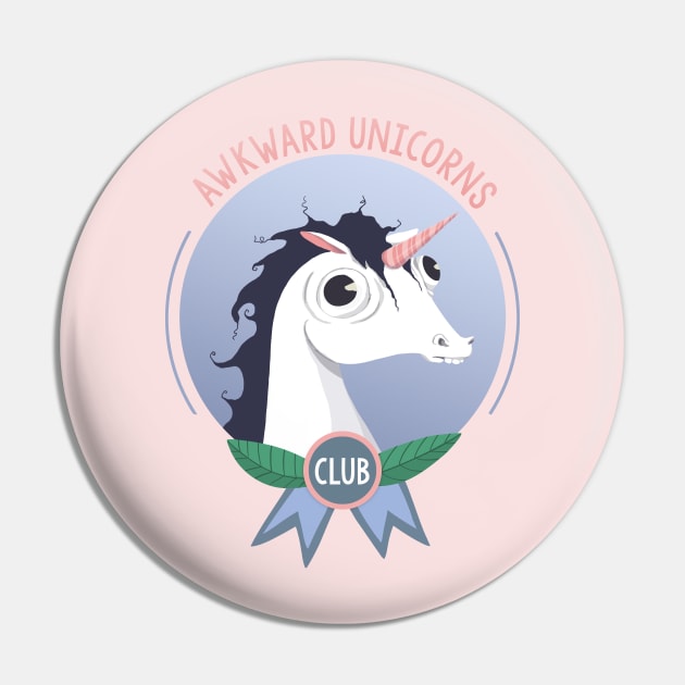 Awkward Unicorns Club Pin by agrapedesign