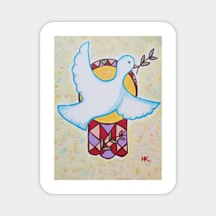 Dove of Peace Hamsa by Harriette Knight Magnet