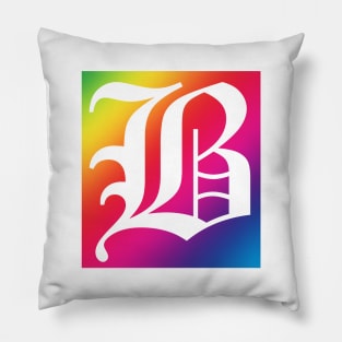 Rainbow White Letter B Pillow