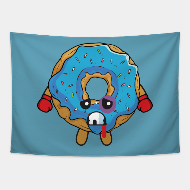Boxing donut fighting champion with gloves Funny Boxing Tapestry