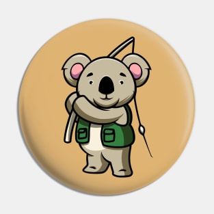 Cute Koala Fishing Illustration Pin