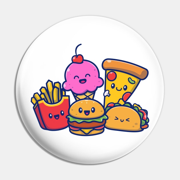 Cute Burger With Taco, French Fries, Pizza, And Ice Cream Pin by Catalyst Labs