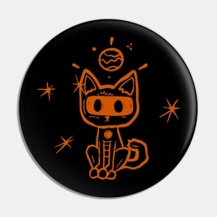 Space Kitty Orange Pin