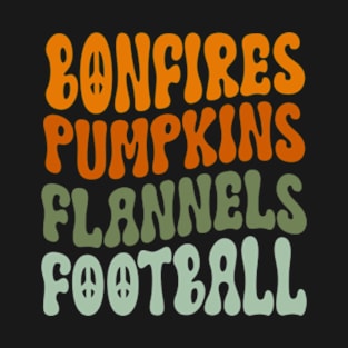 Bonfires Pumpkins Flannel Football T-Shirt