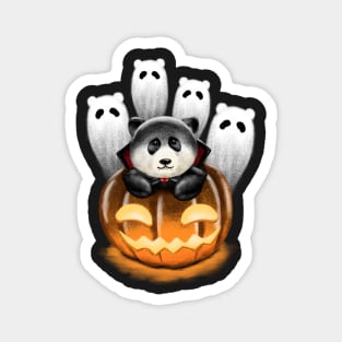 Cute Vampire Panda In A Pumpkin On Halloween Night Magnet