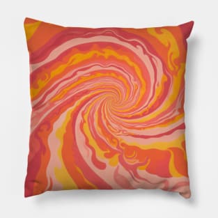 Swirl Abstract Groovy Yellow Pink Spiral Pillow