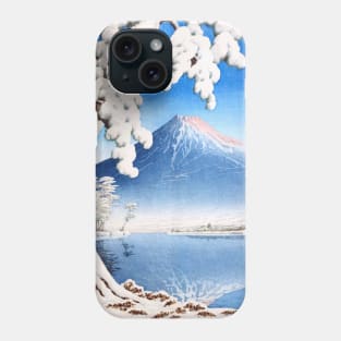 Snowfall on Mount Fuji Japanese vintage art Phone Case