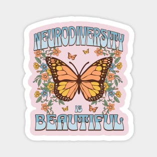 Neurodiversity is Beautiful Neurospicy Autism Pride Boho Butterfly Magnet