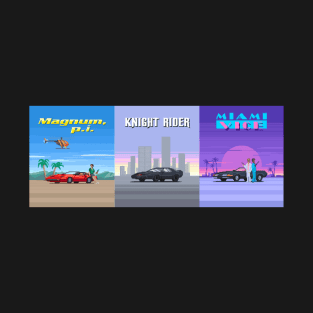 Pixel art - Magnum - Knight Rider - Miami vice T-Shirt