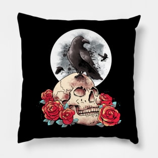 Goths Occult Moon Rose Witchcraft Full Moon Gothic Raven Pillow