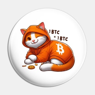 1 BTC = 1 BTC - Relaxed Hodler Cat Pin