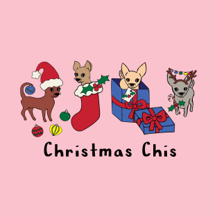 Pink Christmas Chis - smooth coat chihuahuas - christmas chihuahuas tee T-Shirt