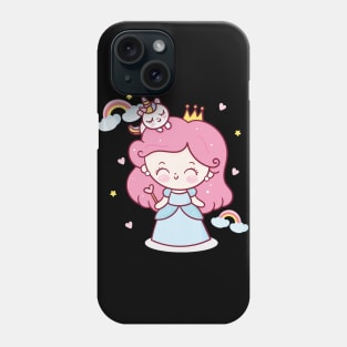 Fairy Princess girl cartoon and unicorn Phone Case