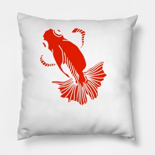 red and white butterfly tail goldfish Pillow