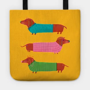 Triple Dachshund Wiener Dog Art Tote