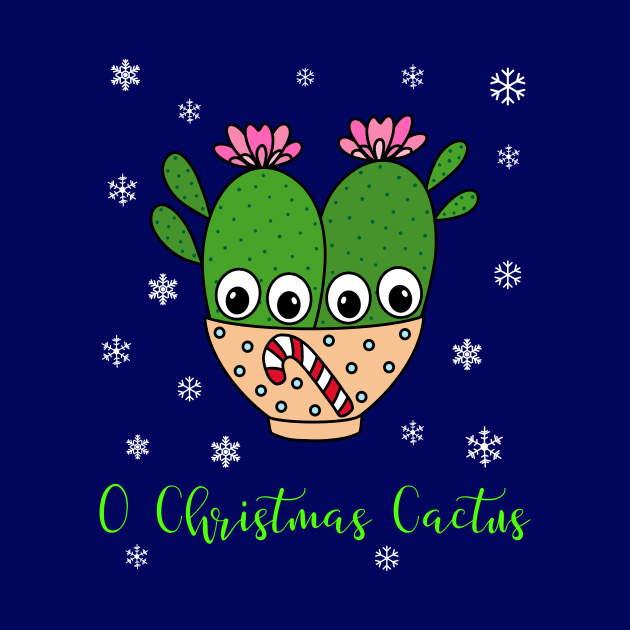 O Christmas Cactus - Cacti Couple In Christmas Candy Cane Bowl by DreamCactus