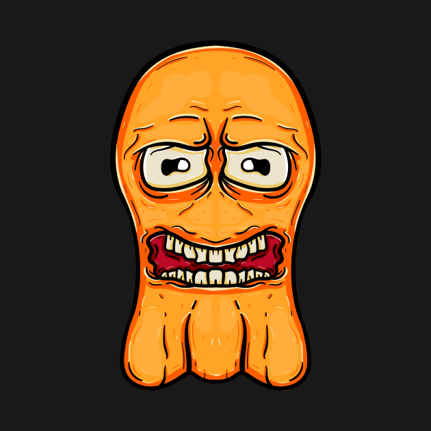 Orange boo doodle face monster by happymonday