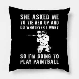 Splatter of Laughter: Unleash Your Playful Paintball Skills! Pillow