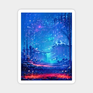 Blue forest night Magnet