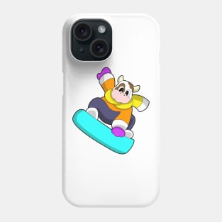 Cow at Snowboarding with Snowboard Phone Case