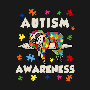 Sloth Lover Autism Awareness Puzzle Piece Autistic Kids Mom T-Shirt