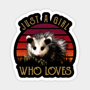 Just A Girl Who Loves Opossum Love Tee for Animal Aficionados Magnet