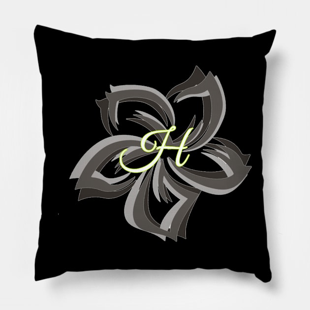 letter H on a tribal plumeria Pillow by junochaos