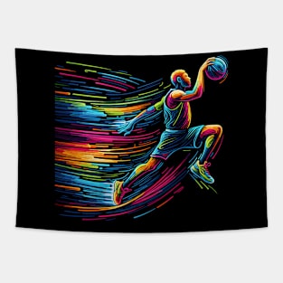 Basketball player, Neon line art Tapestry