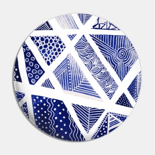 Geometric doodles - blue and white Pin