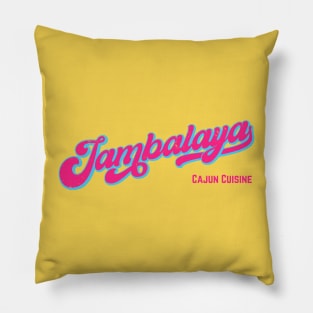 Jambalaya Cajun Cuisine, Funny Retro Baseball Style Foodie Pillow