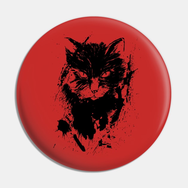 black cat on red Pin by NemfisArt