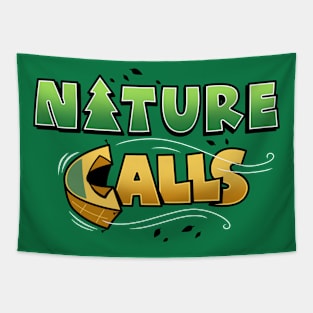 Nature Calls Funny Summer Camping Original Slogan Tapestry