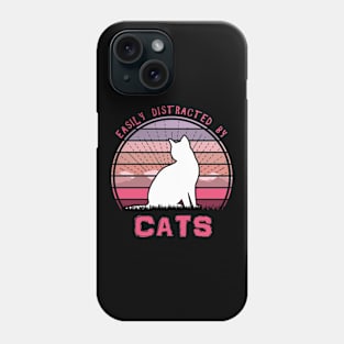 Easily Distracted By Cats Pink Sunset Phone Case