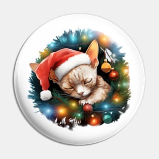 Lazy Devon Rex Cat At Christmas Pin