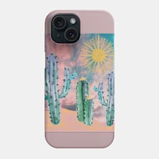 Abstract Cactus Scene - Pink Blue Phone Case