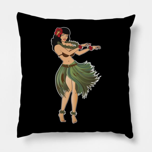 Beautiful Hula Girl Dancing the Hula Pillow by PauHanaDesign