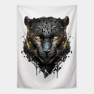 Panther Portrait Animal Painting Wildlife Outdoors Adventure Tapestry