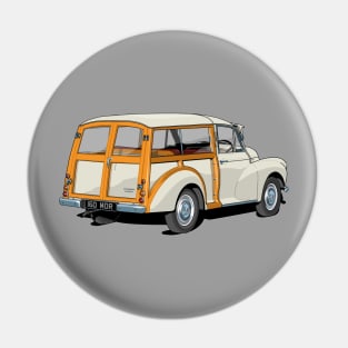 Morris Minor traveller in old english white Pin