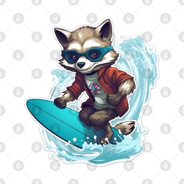 Raccoon Surfing - Raccoon Beach by VelvetRoom