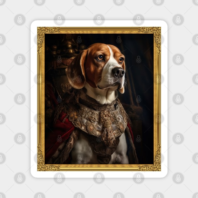 Distinguished Beagle - Medieval English King  (Framed) Magnet by HUH? Designs