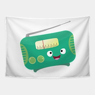 Cute funny happy retro radio cartoon Tapestry