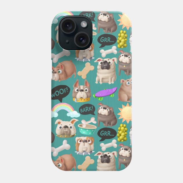 Cute bulldogs pattern Phone Case by Athikan