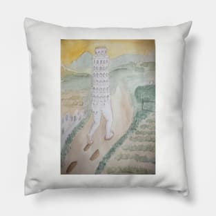 Walking Tower of Pisa Pillow