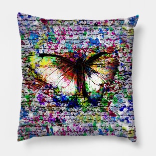 Butterfly on a wall Pillow